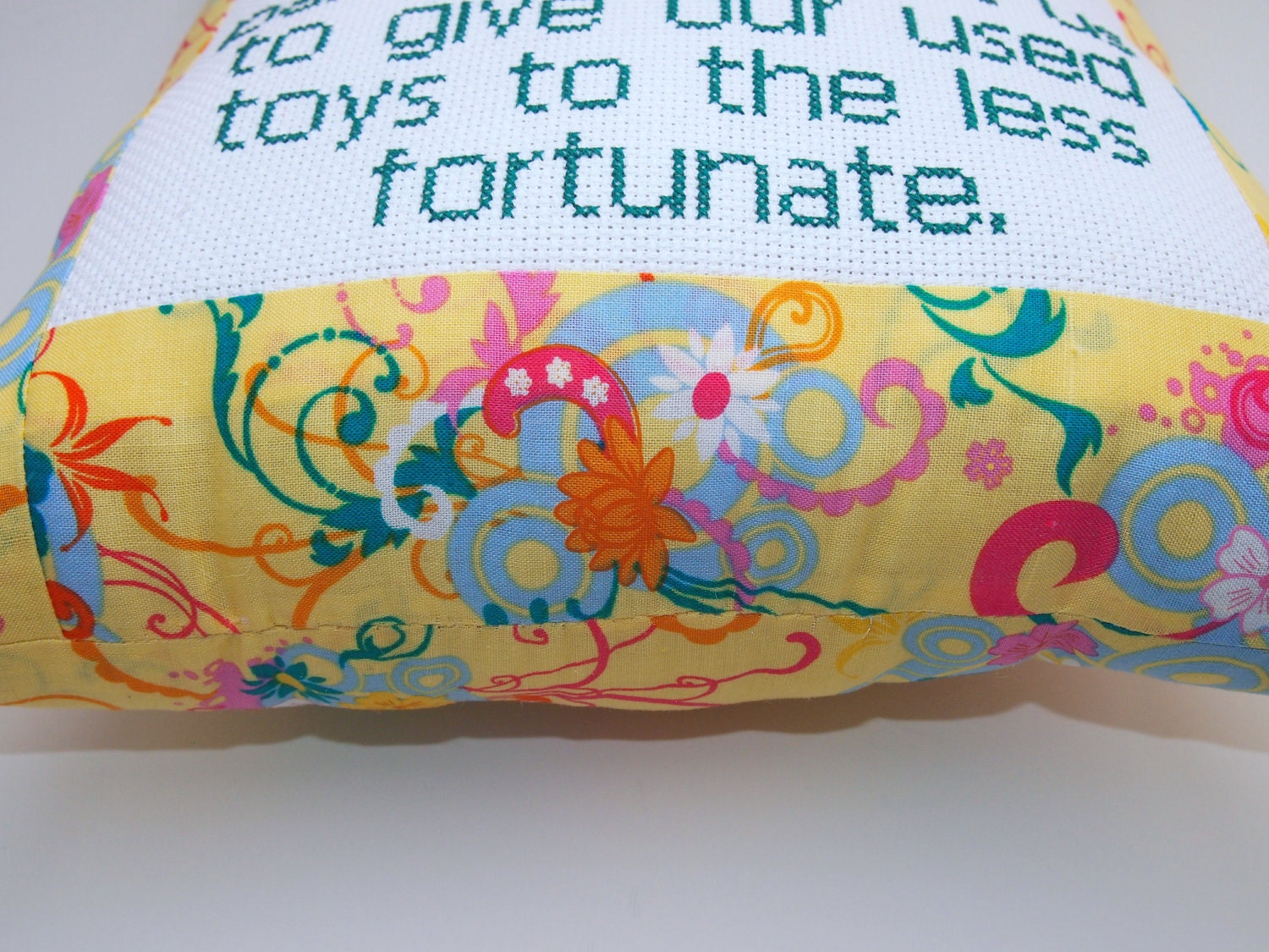 Cross Stitch Pillow Funny Quote, Floral Pillow, Breakup Quote, Jealousy Quote