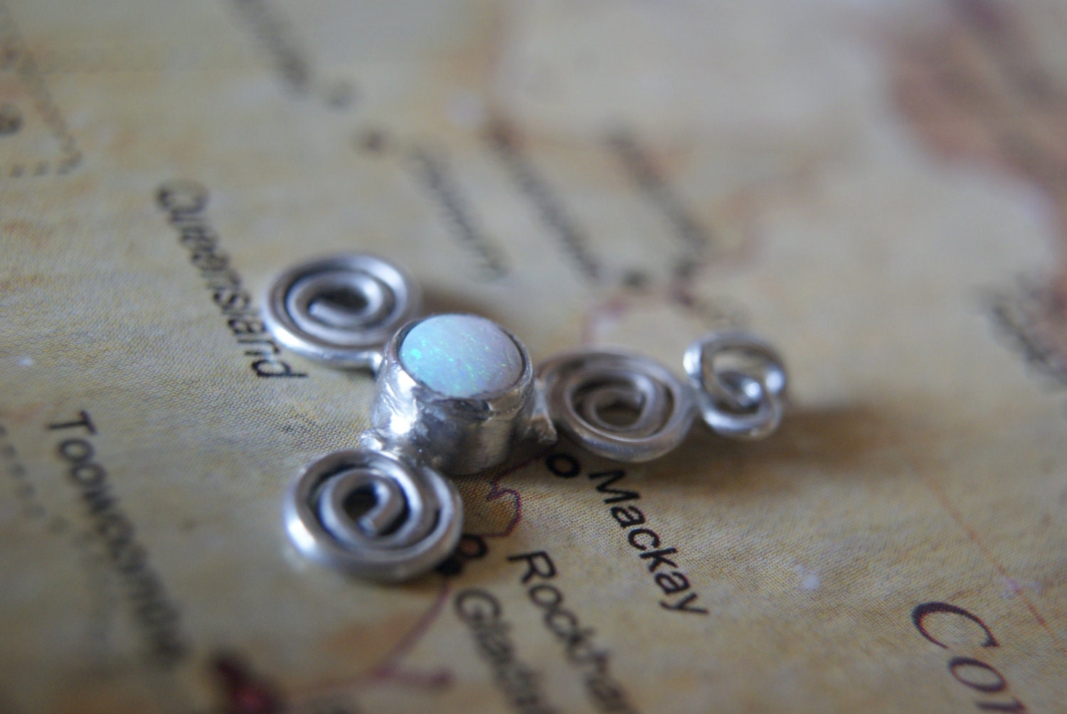 Sterling silver and Opal spiral triskele pendant