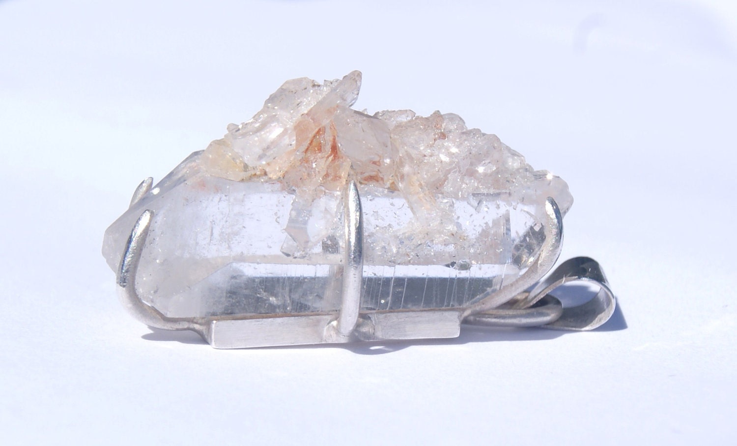 Quartz mini cluster sterling silver necklace
