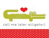 Printable Valentines - Alligator - PDF File