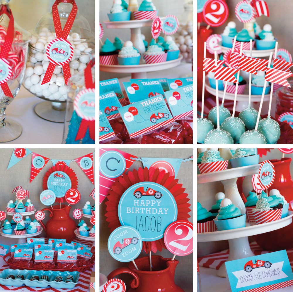 Race Car Birthday Party Decorations & Invitation - PRINTABLE