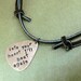 Hand Stamped Copper Guitar Pick - Mens Necklace - "into your heart i'll beat again" - Dave Matthews Band Quote