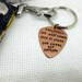 Hand Stamped Copper Guitar Pick Keychain - Dave Matthews Band - Celebrate we will cause life is short but sweet for certain