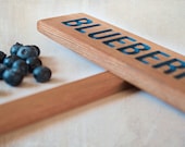 BLUEBERRIES Garden Sign, Painted & Oil Sealed Cedar Wood: Hand Routed Sign, Plant Marker, Garden Marker