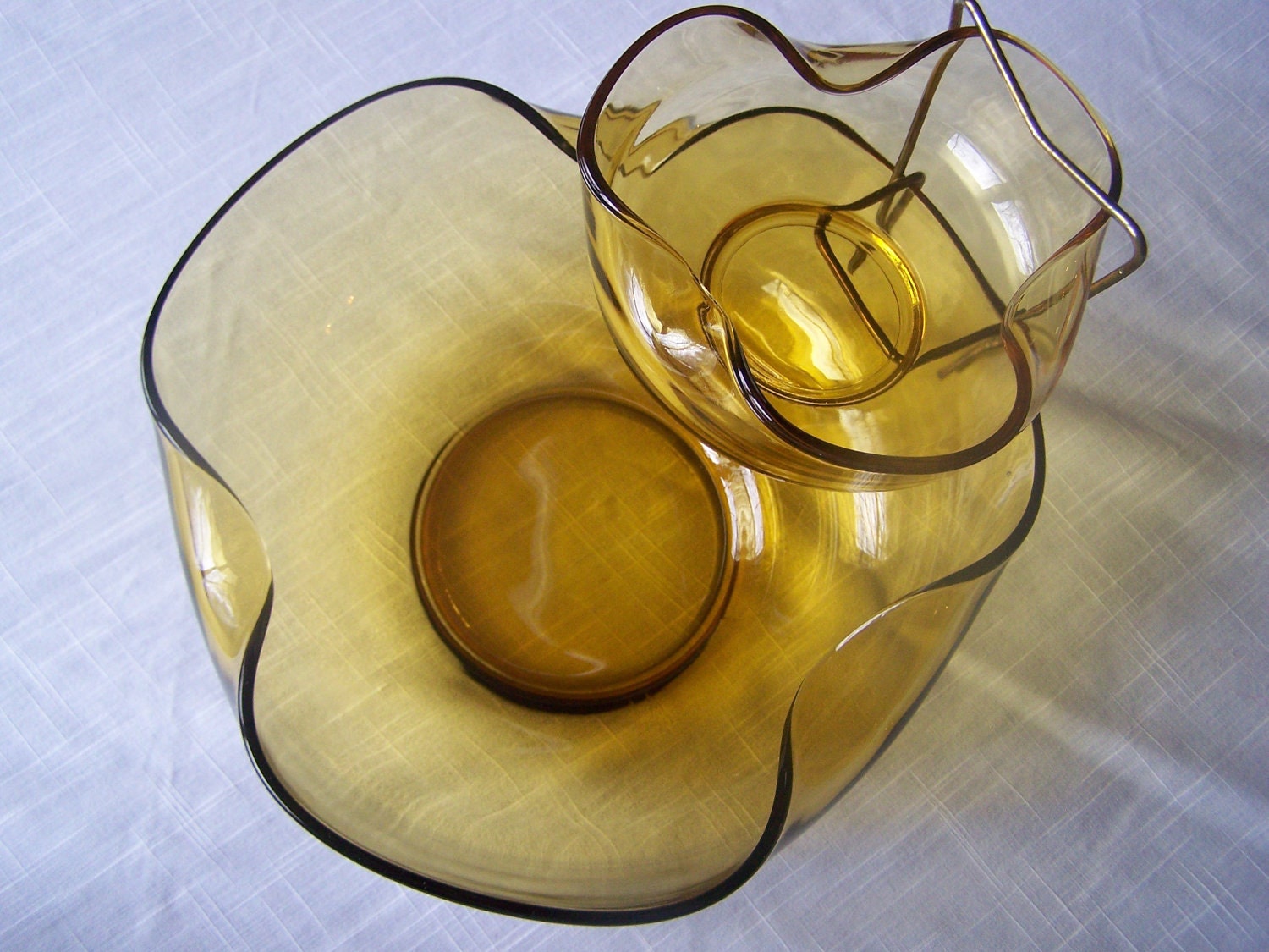 Anchor Hocking Honey Gold Glass 3-piece set. Chip bowl. Appetizer bowl