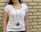 Small Tan Leather Book Necklace - Book Pendant with strap on Bronze Chain