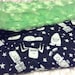 Black Friday 20% off with code: BLACKFRIDAY20 - Black White Aliens and Stars with Lime Green Minky Toddler  Blanket - Ready To Ship