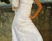 Classic Vintage-style Brocade Simple Wedding Dress with French Lace Bolero "Dominika".
