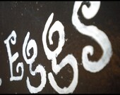 Handpainted Fresh Eggs Sign with Barred Rock Hen on Large Reclaimed Slate Tile
