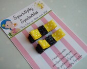 Baby, toddler or dog- tiny non-slip tuxedo bow hair clips, 1 set of 2, Gymboree Bee Chic