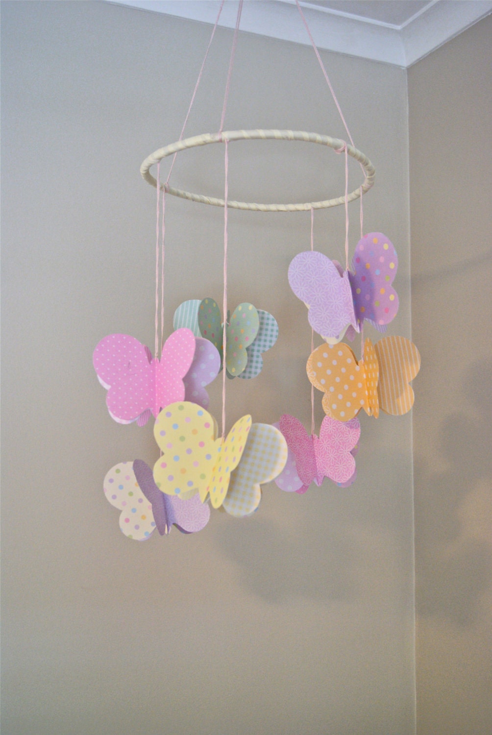 Girls 3D Pastel Paper Butterfly Mobile