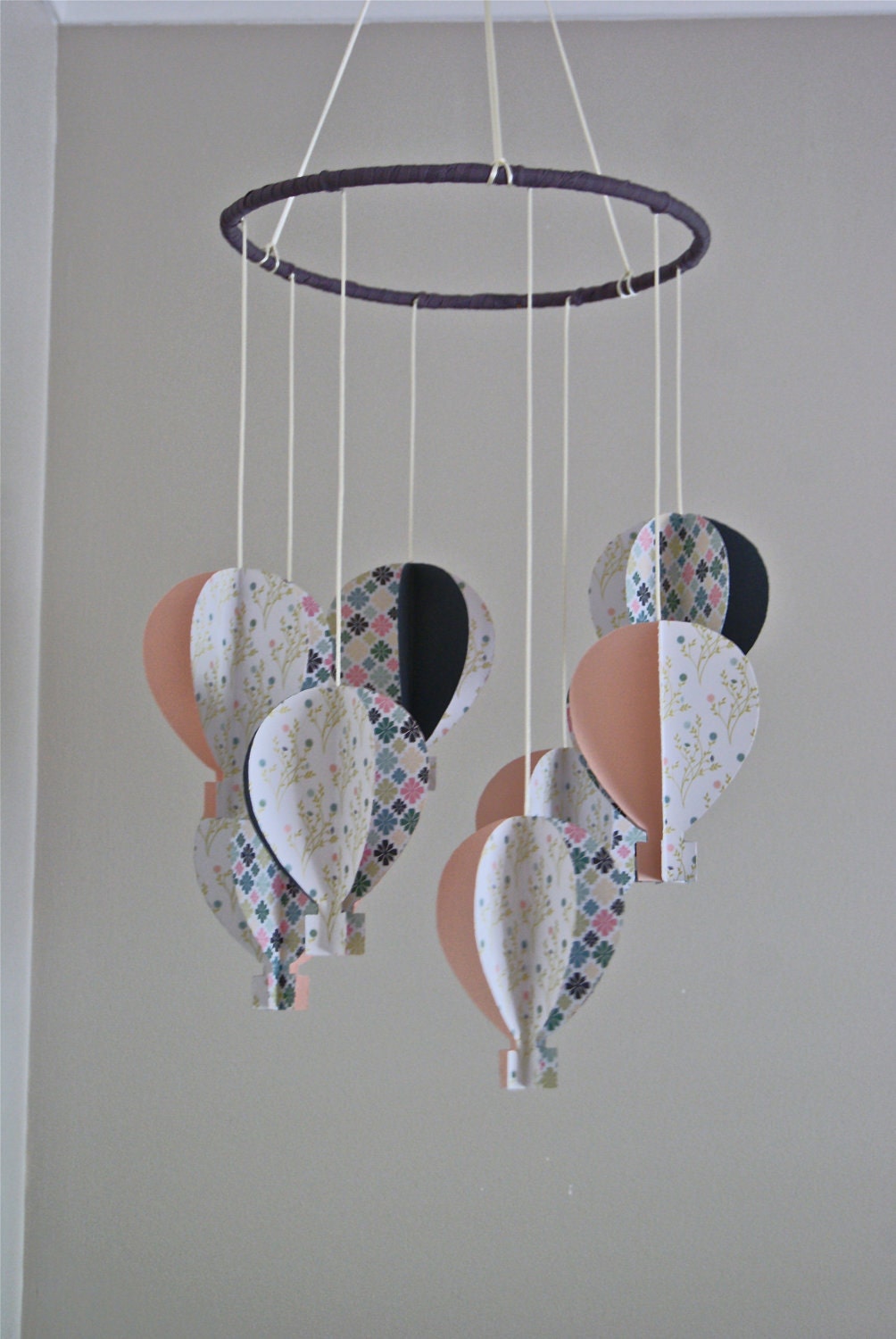 Girls 3D 'Embossed Flower Paper' Hot Air Balloon Mobile