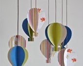 Boys 3D 'Blue/Green Aeroplane Paper' Hot Air Balloon Mobile