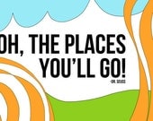 dr. seuss nursery wall art - oh the places you'll go