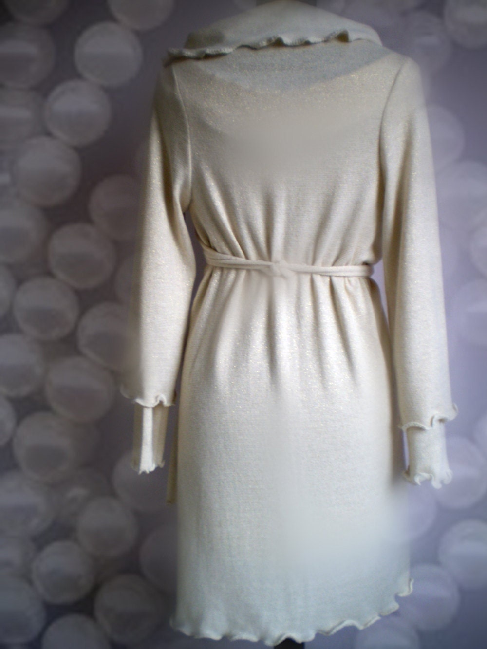 Wrap Cotton Sweater Spring Shrug Tunic-over all and leather brooch