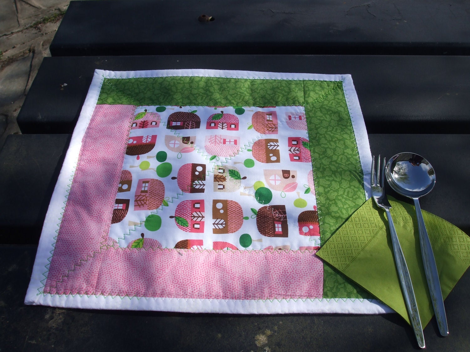 Table mats, quilted patchwork, set of four