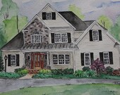 House Portrait  - One of a kind - Watercolor Painting 11 x 14" - Made to order  Anniversary, Retirement, Birthday, Wedding, Holiday Gift