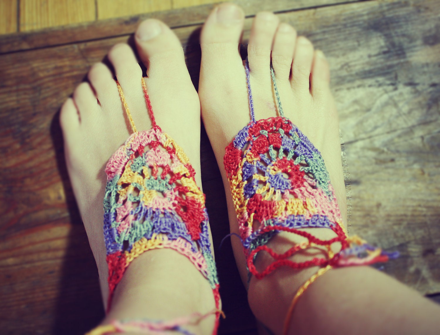 Handmade Crochet Barefoot Sandals, Hippie Foot Thongs, Crochet Accessories, Bridal, Bridesmaids, Summer, Beach