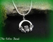 Celtic Irish Silver Claddaugh Necklace