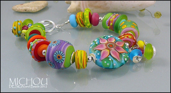 Cote d'Azur - Handmade lampwork Bracelet by Michou