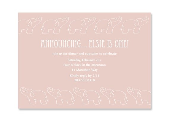 Elephant Birthday Invitation - Printable Birthday Invite - First Birthday Personalized Invitation - 5x7 OR 4x6 DIY Printable Il_570xn