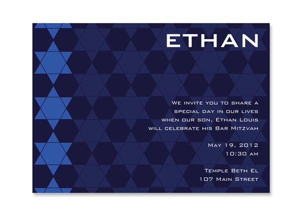 Modern Star Bar Mitzvah - Bat Mitzvah Invitation - Printable Mitzvah Invitation - Personalized Invite - 7x5 OR 6x4 DIY Printable Il_570xn