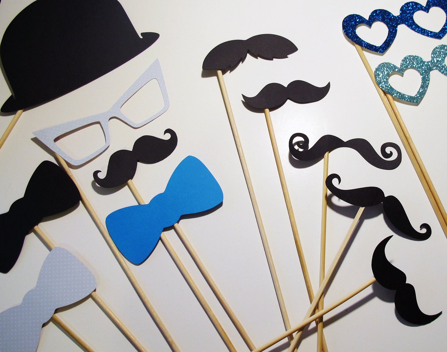 Photobooth Props - 16 Piece Set - Photo Party Props On a Stick - Wedding / Birthday Photo Booth Props ICY COOL COLLECTION