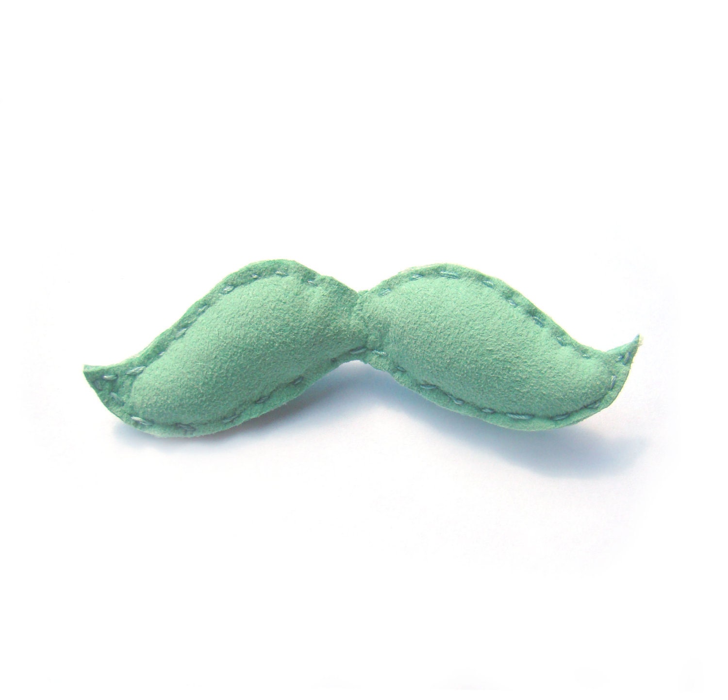Handmade Mustache Brooch in Mint