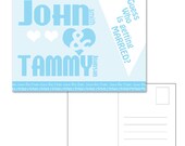 Modern Wedding Save the Date postcard, 5x7, blue, customizable, printable, digital file
