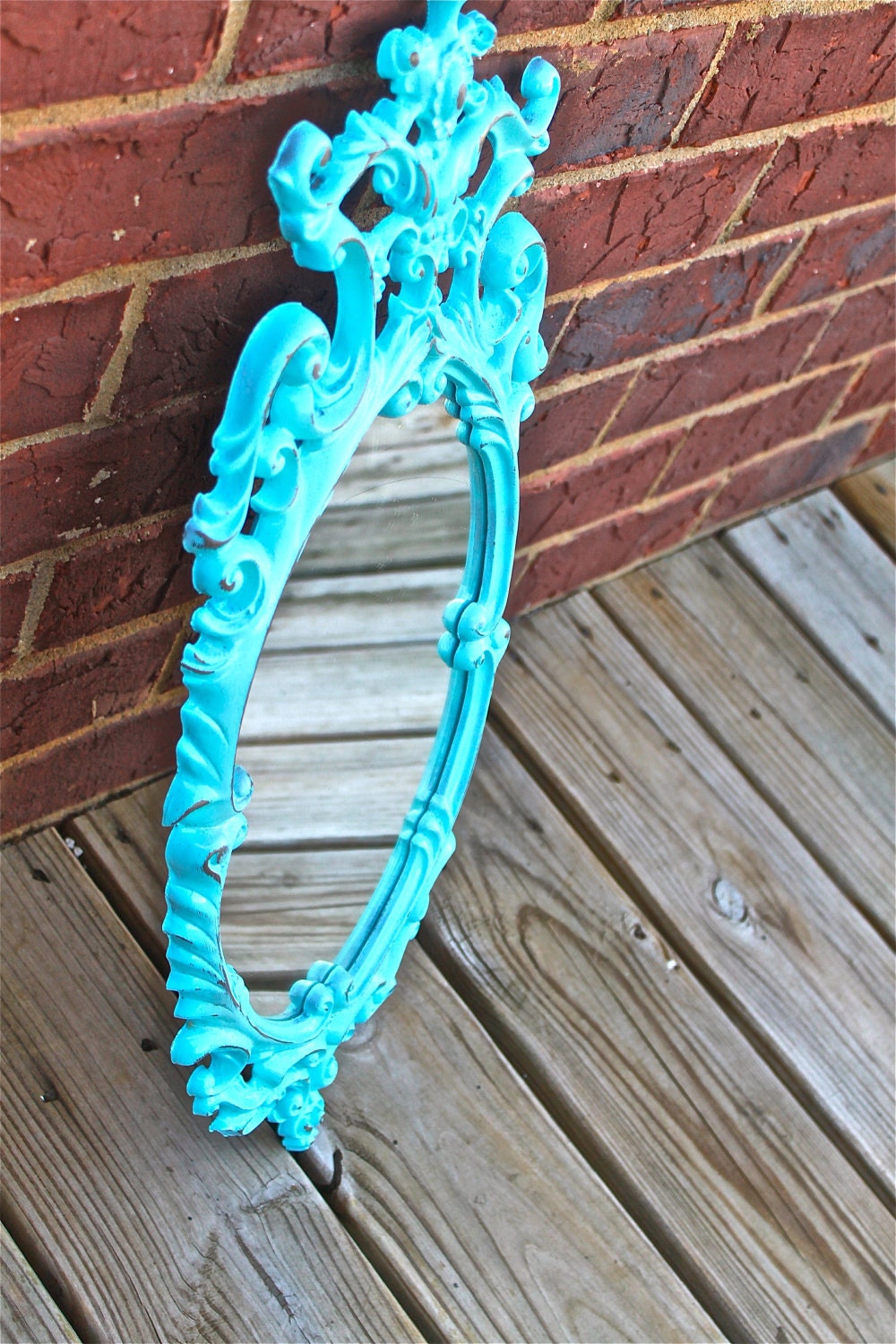 Vintage Mirror,Aqua Blue, Shabby Chic, Hollywood Regency,Home Decor, clearance
