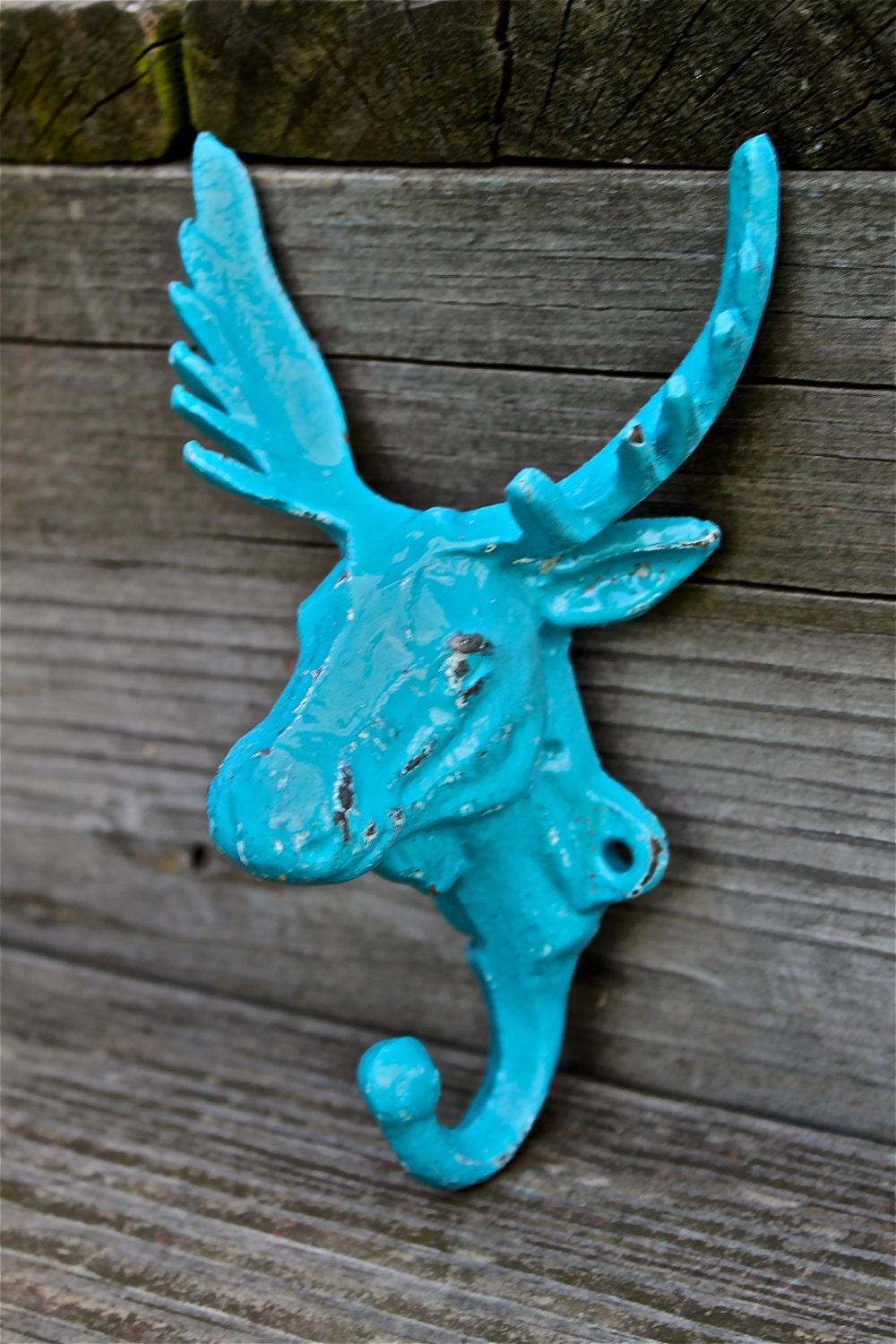Tangerine Orange MOOSE Wall Hook/ Coat rack/ Jewelry Holder /Cast Iron /Rustic /Cabin Decor /Lodge Decor