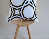 Black Spirit Cushion Cover- A geometric pattern in black and yellow