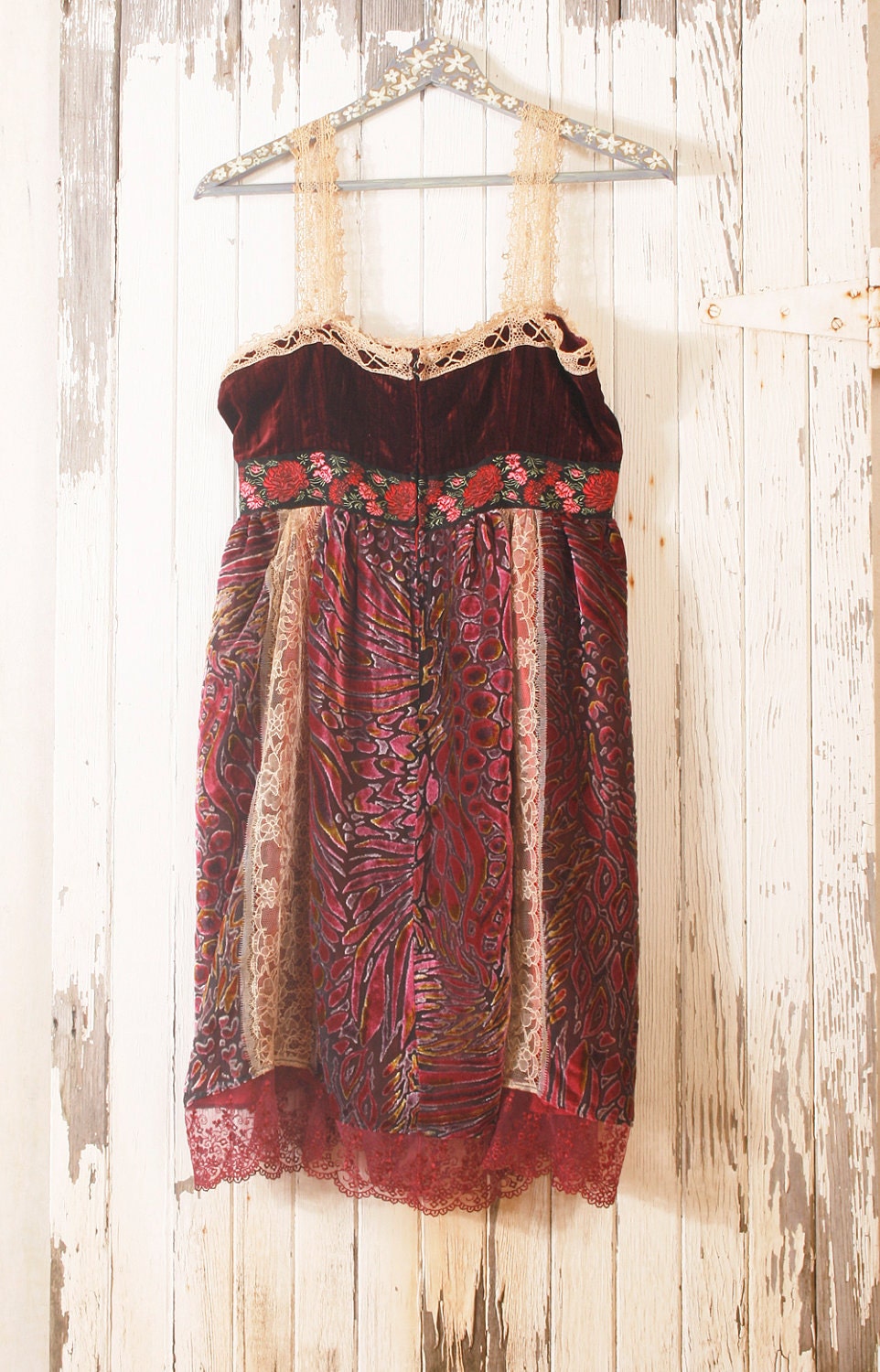 Babydoll dress Gypsy Bohemian dress Lace dress Empire dress Red dress Gypsy dress Red velvet dress Hippie boho dress Russian RESERVED