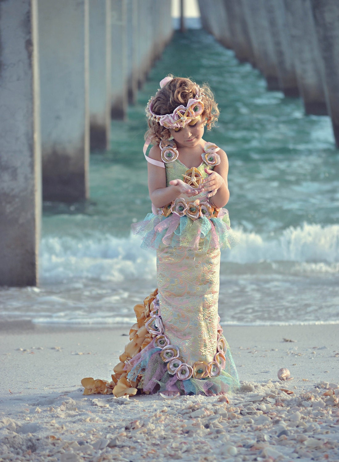 OCEAN'S SECRET MERMAID Costume-Dress Up, Portraits, Birthday, Pageant, Halloween-Little Girls (sizes 2-8)