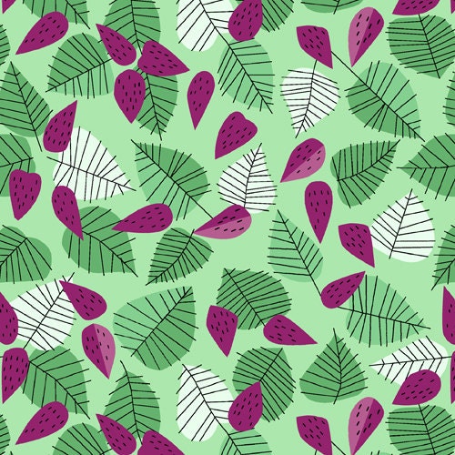 SALE - Hello Pilgrim by Lizzy House - Lots of Leaves (Green) - Half Yard