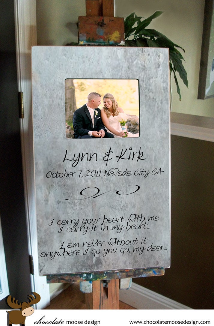 Personalized Picture Frame Custom Wedding Gift 18x30 Anniversary Gift Bridal Shower Gift Wedding Vows Quote Song Vows Guest Book