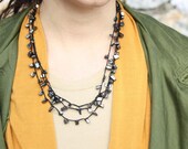 Crochet Hematite Black Handmade Necklace - Ready to ship - zerrindusunceli Crochet Hematite Black Handmade Necklace - Ready to ship - zerrindusunceli