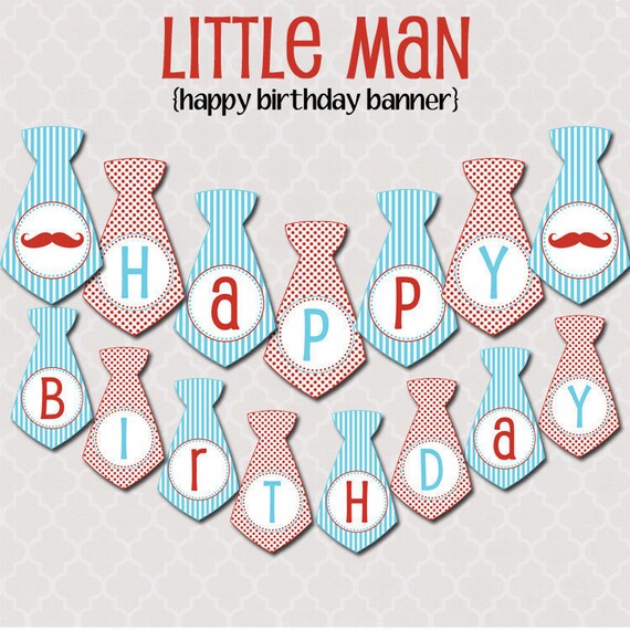 Printable Happy Birthday Banner - Little Man Party Collection