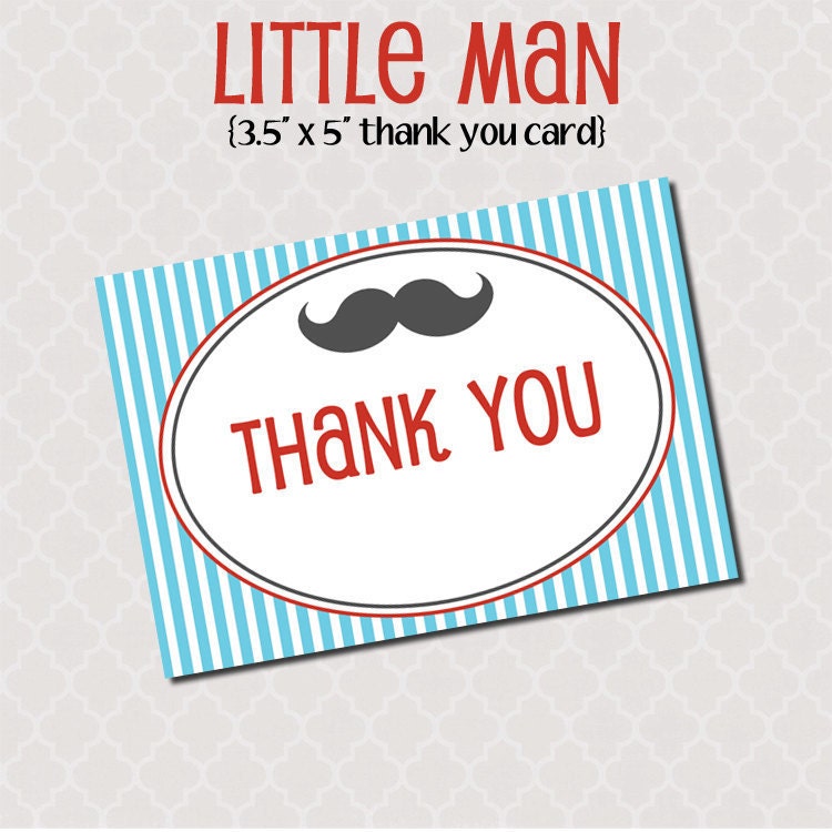 Printable Thank You Card - Little Man Party Collection