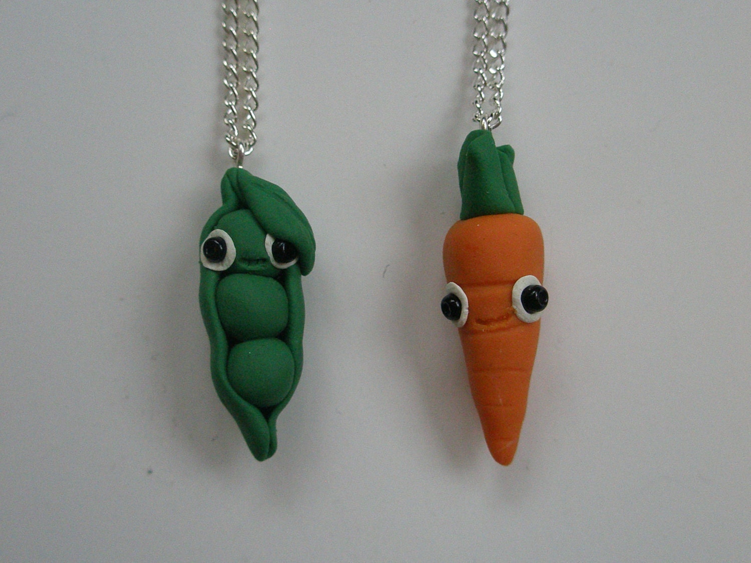 Polymer Clay Best Friend Necklaces - carrot and pea
