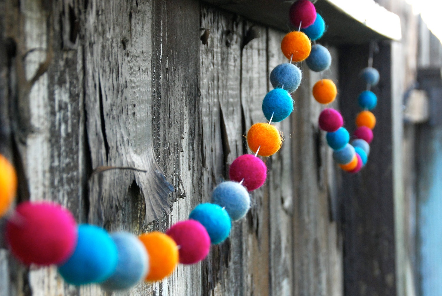Felt Ball Garland/ 30 Felt Balls- 6 ft long,
