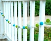 Boys Nursery Garland / 30 Felt Balls- 6 ft long,