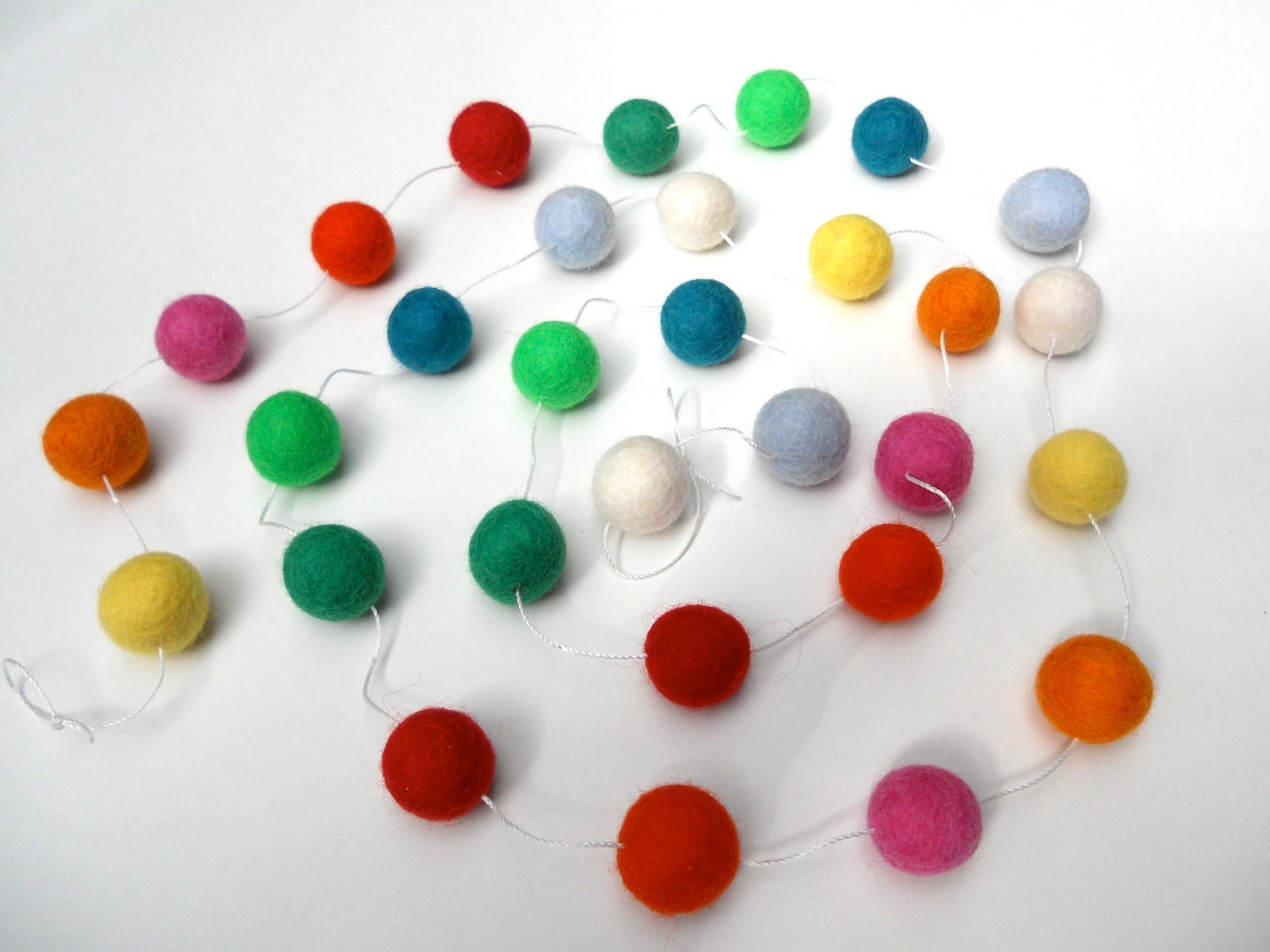 Birthday Garland / 30 Felt Balls- 6 ft long