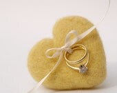 Heart Ring Pillow, Needle Felted Wool for your Country Wedding, Woodland, Rustic  with Crochet Base, Classic, Fairytale Romantic