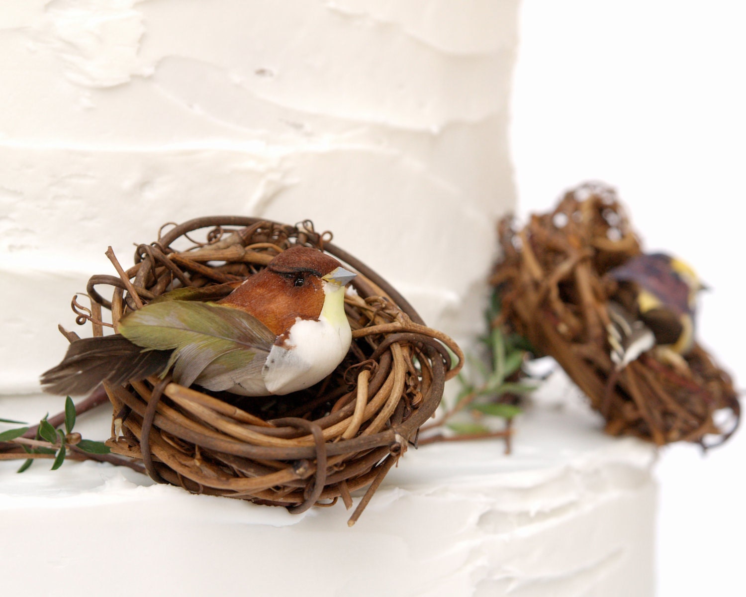 Bird Nest Cake Topper for your Woodland Wedding Cake, Vine Nest Cake Decorations with Pretty LIttle Bird, Rustic, Country, Spring