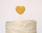 Yellow Cake Topper Heart for your Wedding Cake, Pastel Needle Felted Love Heart, Romantic Wool, Country, unique Spring Wedding