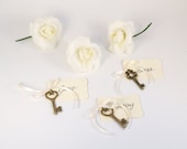 Vintage Key Place Cards, Escort Card Table Setting, Table Numbers, Decorate your Wedding Table Favor Paper Goods 30