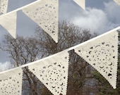 Beautiful lace wedding decoration in ivory, laser cut luxury bunting