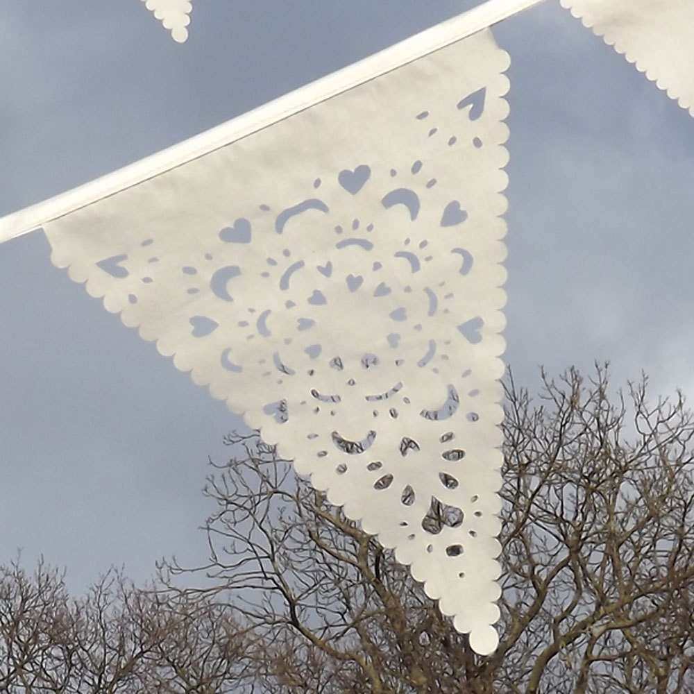 Country wedding decoration, Cream vintage lace bunting