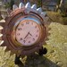 Silver gear office desk bedside clock made from a Honda F1 car part - Guys gift